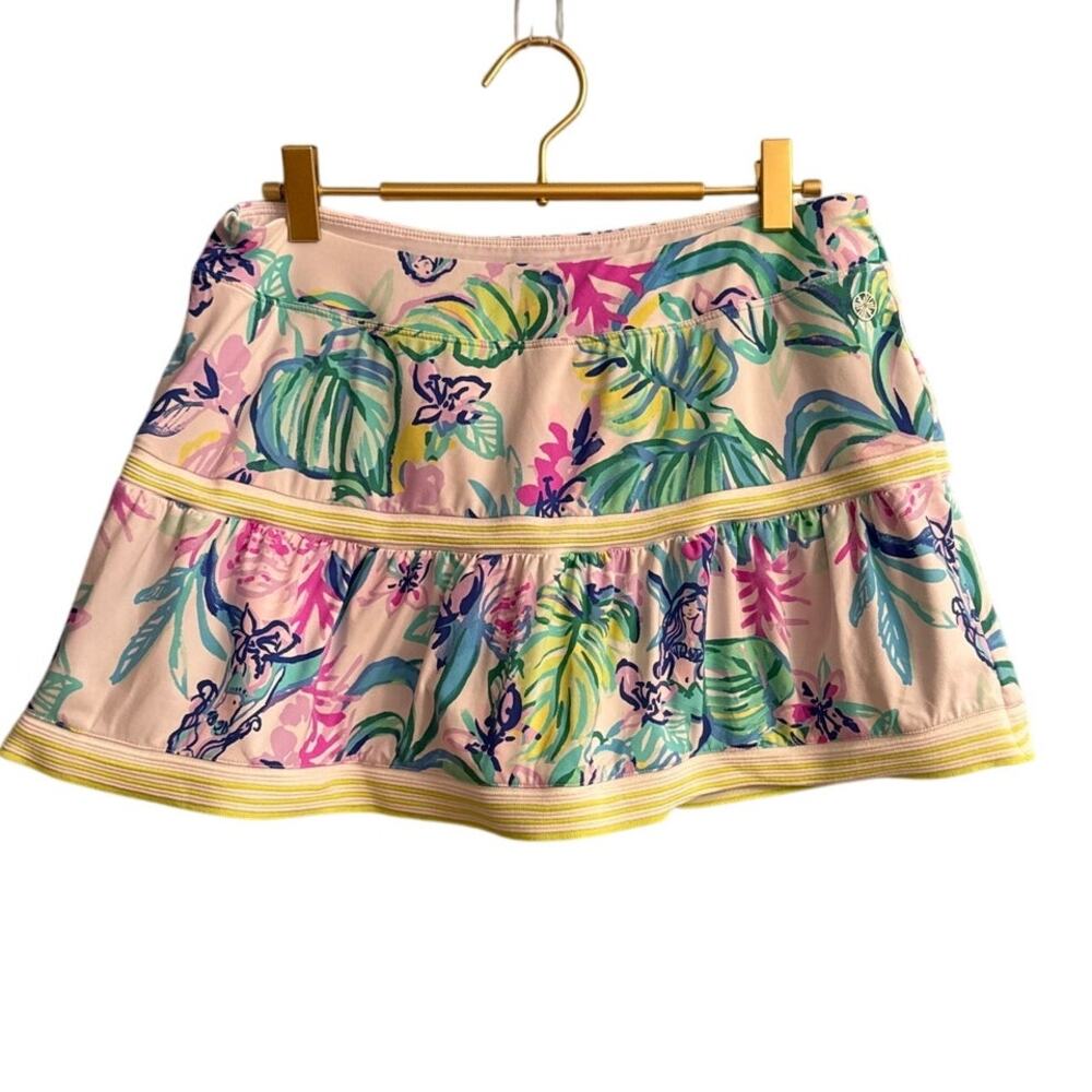 Lilly Pulitzer Luxletic Mermaid Print Skort White Blue Purple Women's Medium